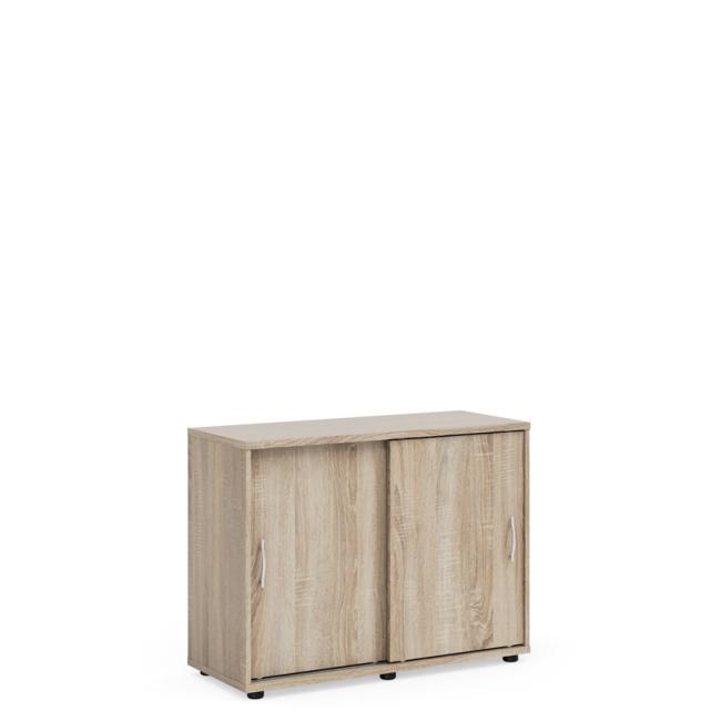 Einfaches Regalsystem, Schiebetüren ohne Schloss, 100 x 40 x 75,3 cm, Sonoma-Eiche