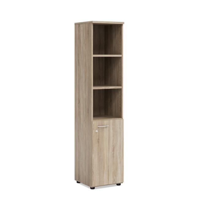 [LZ003034] BASIC Regalsystem, kombiniert, linke Tür mit Schloss, 40 x 40 x 182,1 cm, Sonoma-Eiche