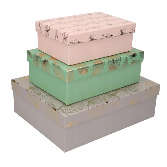 [XX710347] Geschenkbox-Set, 3 Größen, Ginkgo-Blumen und -Blätter, 3 Stück
