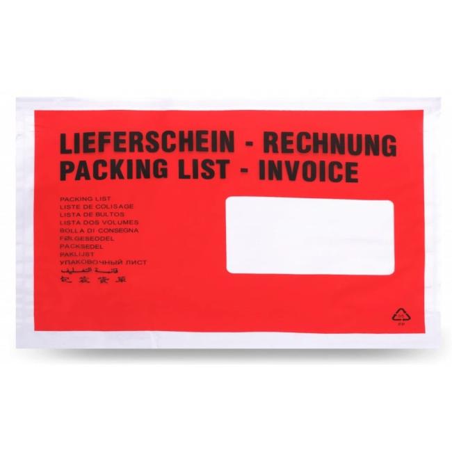 [XX800033] Umschlag für DL-Anleitungen, rot, Fenster rechts, selbstklebend