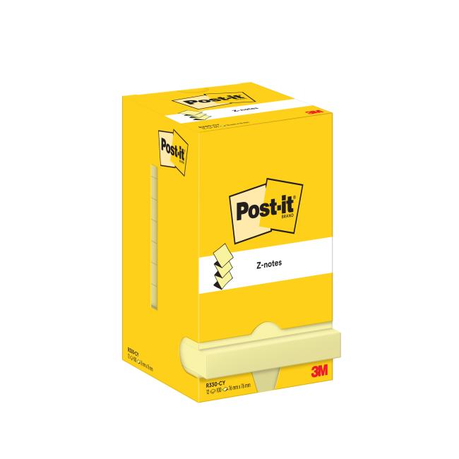 [MM033011] Selbstklebende Z-Note Post-it® Haftnotizen, 76 x 76 mm, gelb, 12 x 100 Blatt