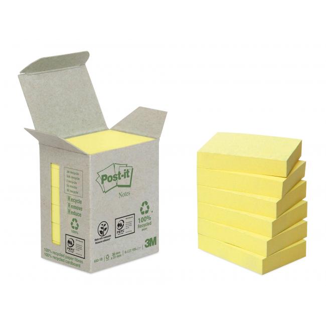 Post-it® Haftnotiz aus Recyclingmaterial, 38 x 51 mm, gelb