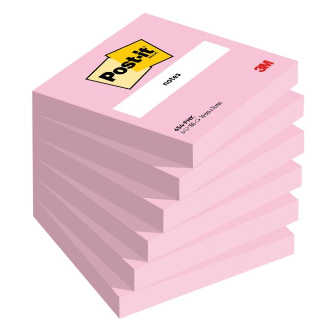 Post-it® Haftnotizen 76x76 mm, rosa, 6 x 100 Blatt