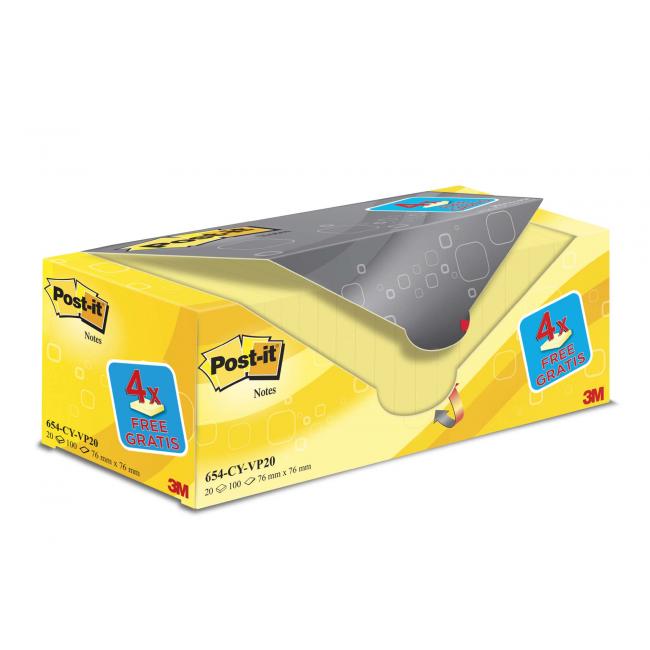 Post-it® Haftnotiz 76x76 mm gelb 20x100 mm