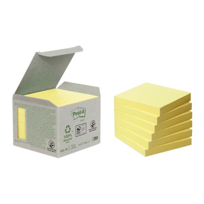 Post-it® Haftnotiz aus Recyclingmaterial, 76 x 76 mm, gelb