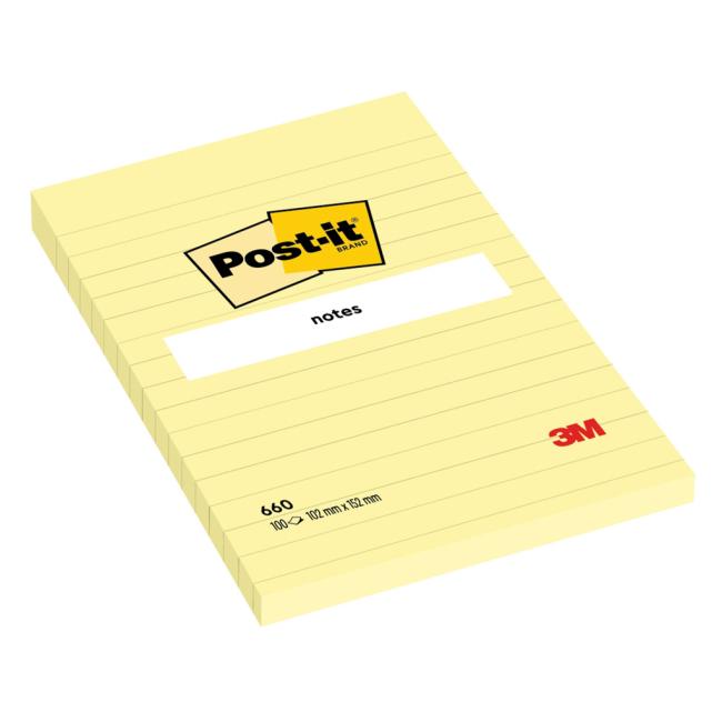 Post-it® Haftnotiz 102 x 152 mm, gelb liniert