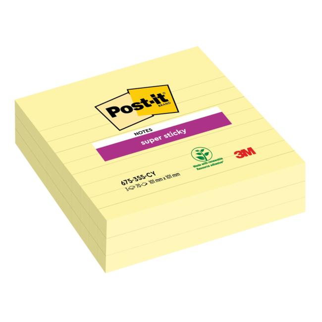 Post-it® Super Sticky 101x101 gelb linierter Haftzettel