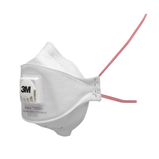 [MM073132] FFP3-Partikelmaske Aura 9332+ mit Ausatemventil Die 3M™ Aura™ Partikelmaske 9332+ bietet FFP3-Atemschutz, lässt sich flach zusammenfalten, besteht aus 3 Paneelen und hat einen geringen Atemwiderstand
