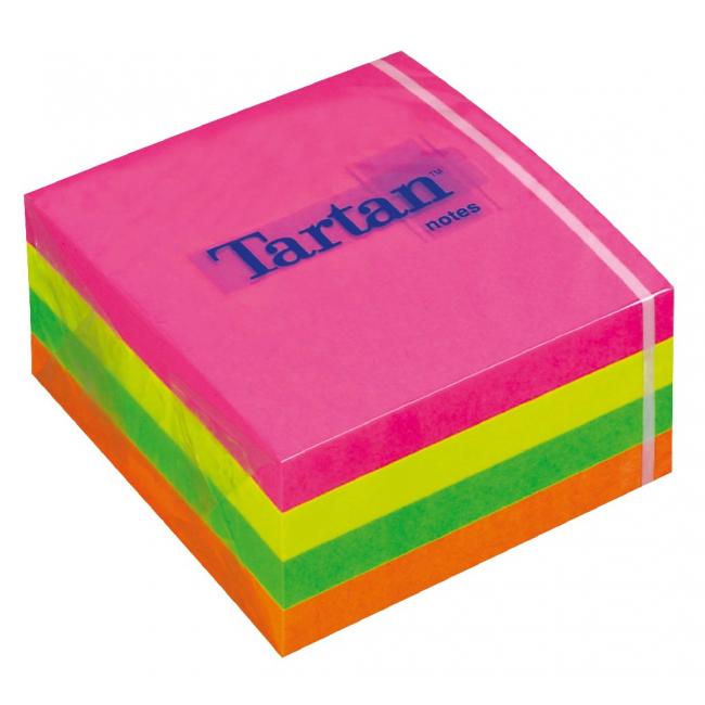 Selbstklebender Notizblock, Tartanwürfel, 76 x 76 cm, 4 Neonfarben
