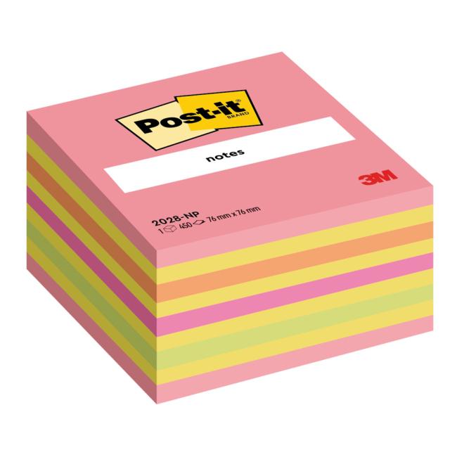 Post-it®-Zettel, 76 x 76 mm, neonpink, Farbmix