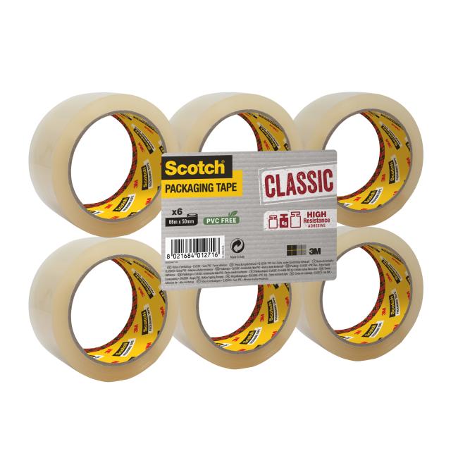 Scotch Verpackungsklebeband, PVC-frei, transparent, 48 mm x 50 m, 6 Rollen
