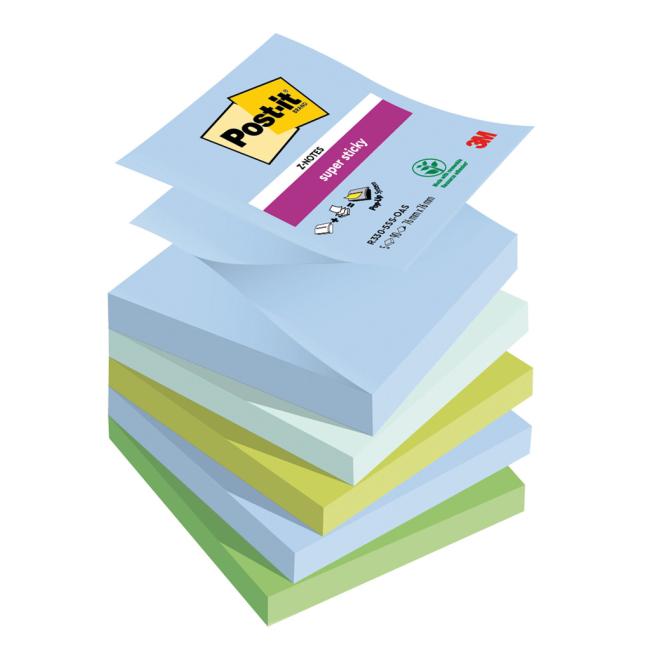 [MM258791] Post-it® Super Sticky OASIS selbstklebende Z-Haftnotizen, Größe 76 x 76 mm, 5 Blöcke à 90 Blatt
