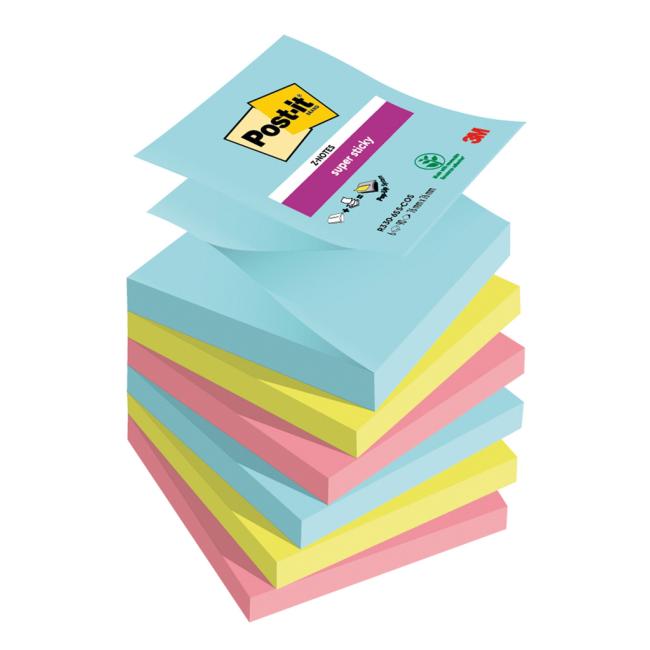 [MM416537] Selbstklebende Z-Notes Post-it Super Sticky COSMIC, Größe 76 x 76 mm, 6 Notizzettel à 90 Blatt