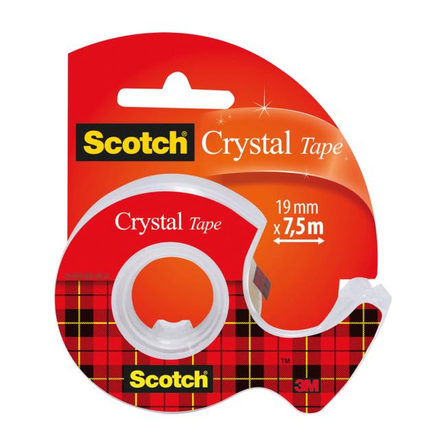 Scotch Kristallklares Klebeband, 19 mm x 7,5 m, 1 Rolle im Spender