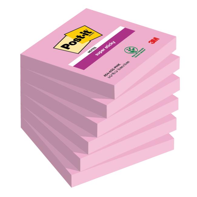 Post-it® Super Sticky Haftnotizzettel, hellrosa, 76 x 76 mm