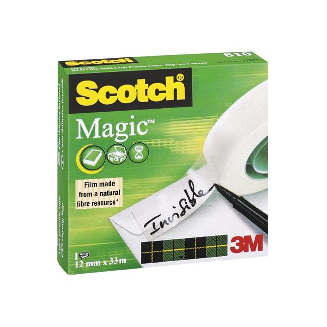 Scotch Magic unsichtbares, beschreibbares Klebeband 12 mm x 33 m in einer Schachtel