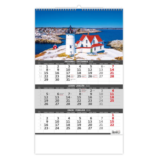 Wandkalender 3 Monate Küste 31,5 x 45 cm 2026