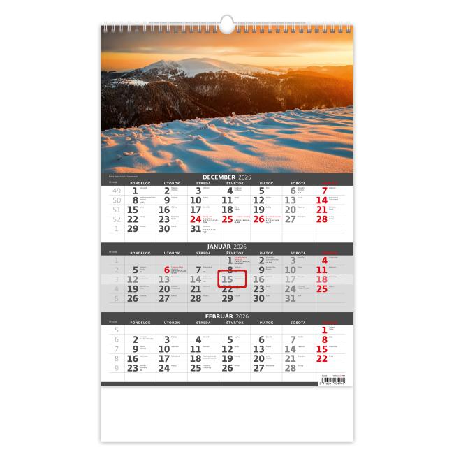 Wandkalender 3-Monats-Slowakei 31,5 x 45 cm 2026