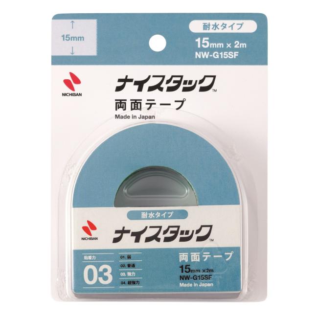Doppelseitiges Klebeband NICHIBAN 15 mm x 2 m, wasserdichtes Polyethylen
