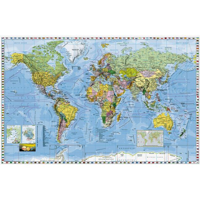 Politische Weltkarte mit Staatsflaggen