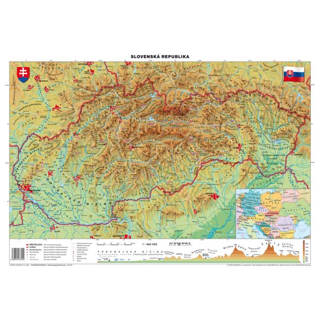 Karte der Slowakei – geographisches B1-Format