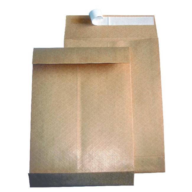 Beutel B4 mit X-förmigem Boden und Textilverstärkung, 100 g, 250 x 353 mm, braun