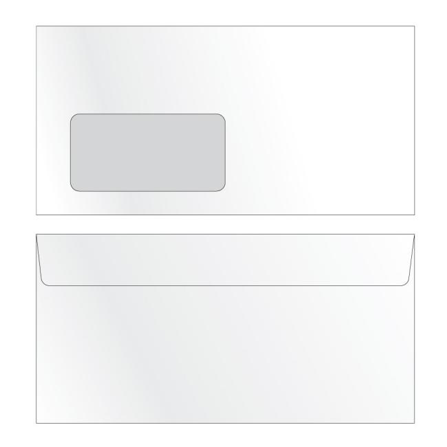 [OB412600] DL-Umschläge mit Klebeband, Sichtfenster links, bedruckt mit 1000 Stück.