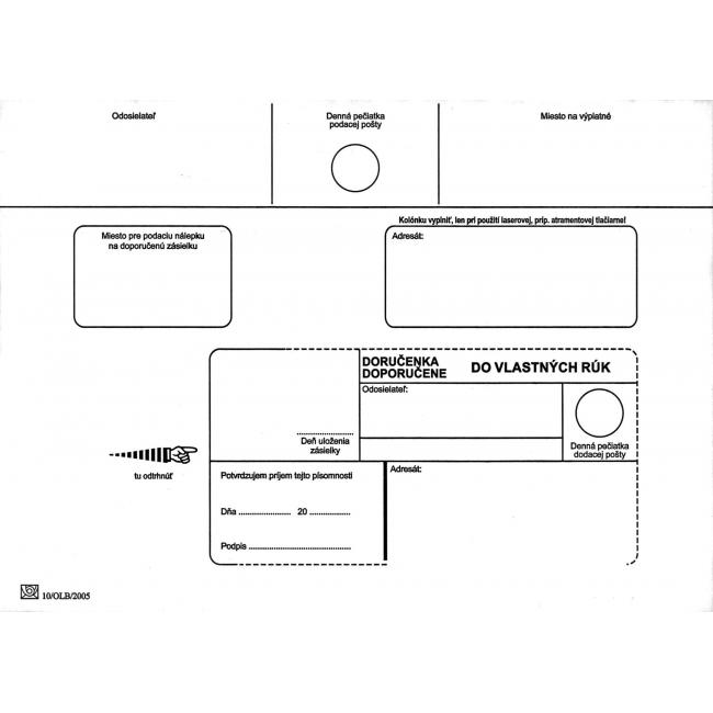 [OB454020] Postumschläge C5 Zustellbeleg an VR ohne OD, 100 Stück.