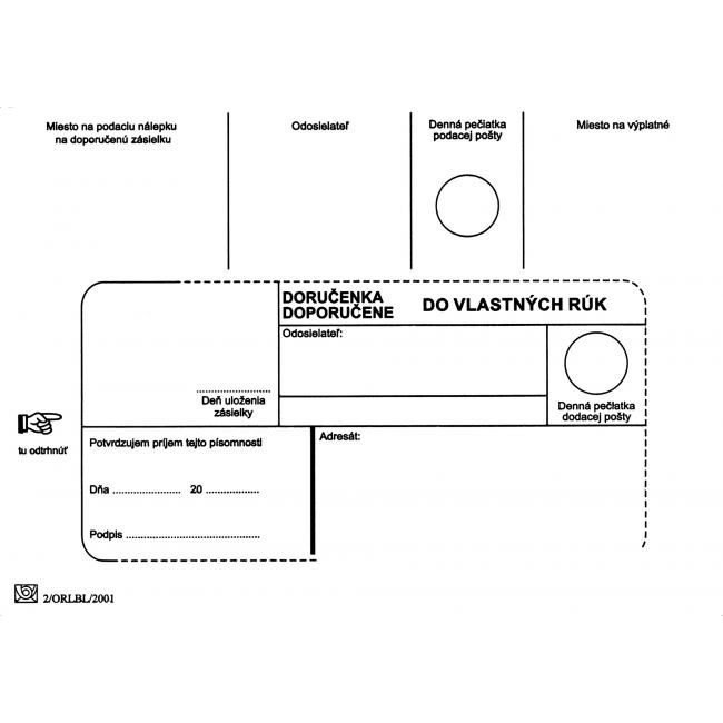 Postumschläge B6 Zustellbeleg an VR ohne OD, 100 Stück.