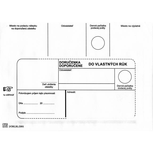 [OB464080] Postumschläge B6 Zustellbeleg an VR ohne OD, 1000 Stück.