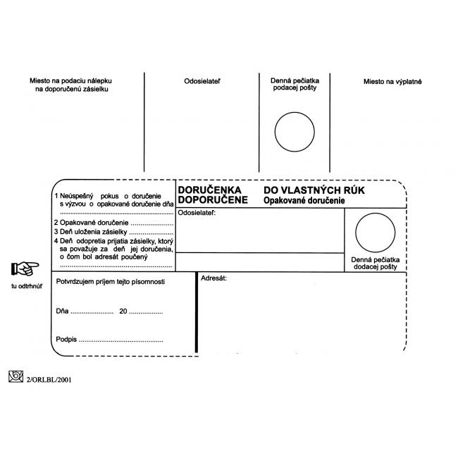 [OB465010] Postumschläge B6 mit Zustellvermerk an VR OD, erneuter Versand, 100 Stück