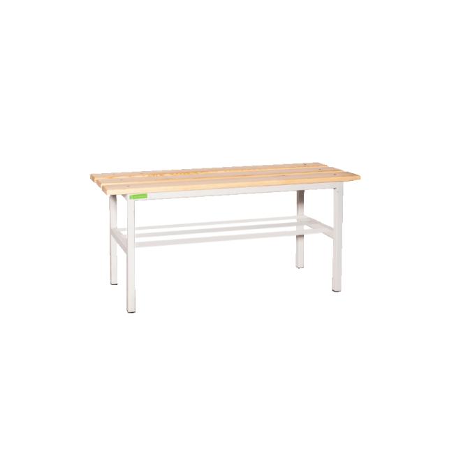 Garderobenbank, 1 m lang, H 44,5 x B 100 x T 30 cm, RAL 7035 Grau, Buchenholz