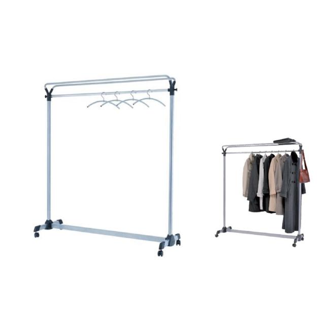 [OD240442] Alba Garderobenständer 150 x 170 x 50 cm - mobil, silber