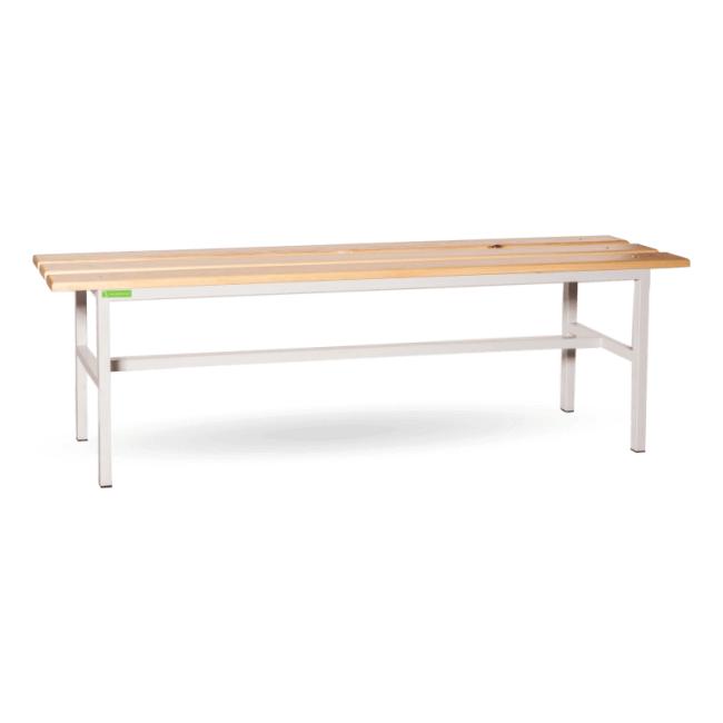 [AA000173] Garderobenbank, 1,5 m lang, H 44,5 x B 150 x T 30 cm, RAL 7035 Grau, Buchenholz