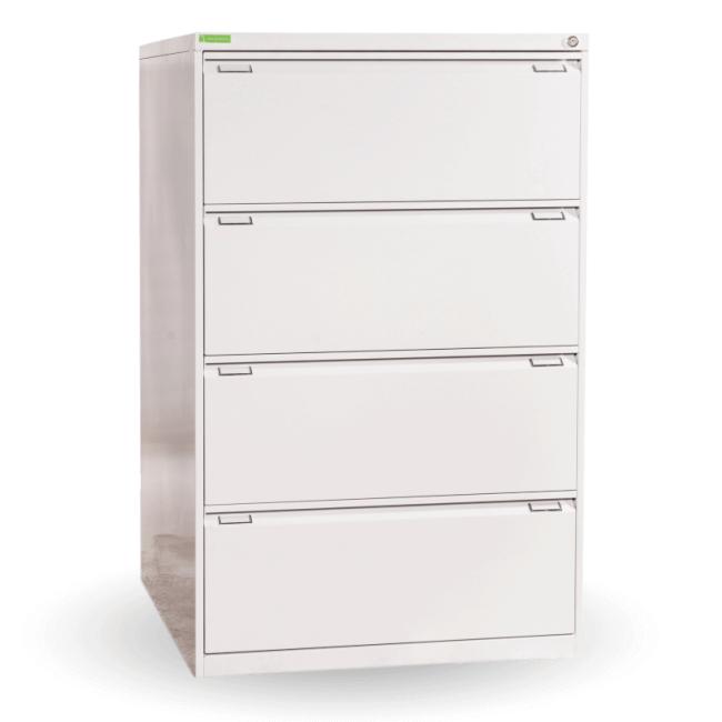 Doppelter Aktenschrank mit 4 Schubladen, H 132 x B 83 x T 62 cm, Grau RAL 7035