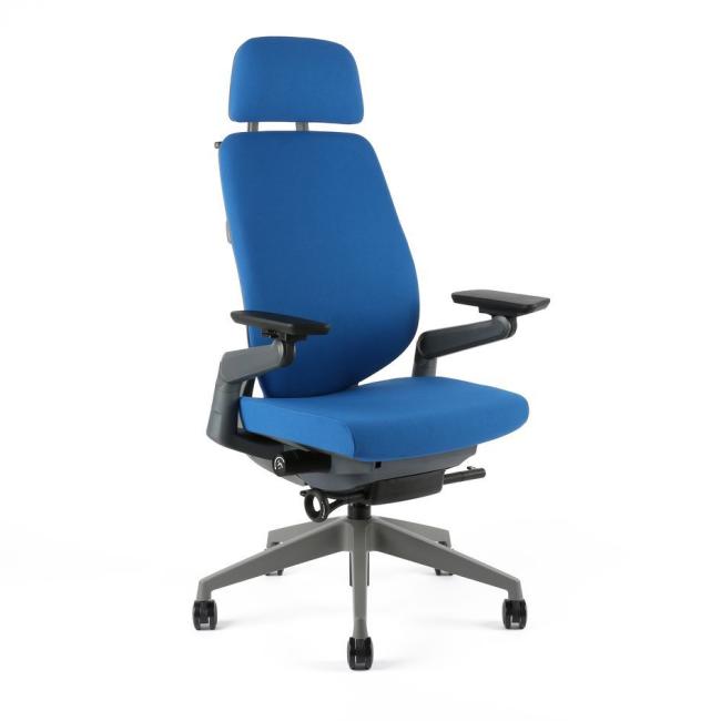Gepolsterter Bürostuhl KARME + PDH, F03 blau