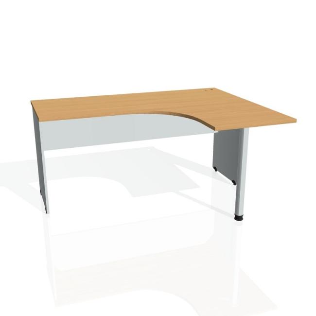 [ON016128] Schreibtischgitter, ergonomisch, links, 160x75,5x120 cm, Buche/grau