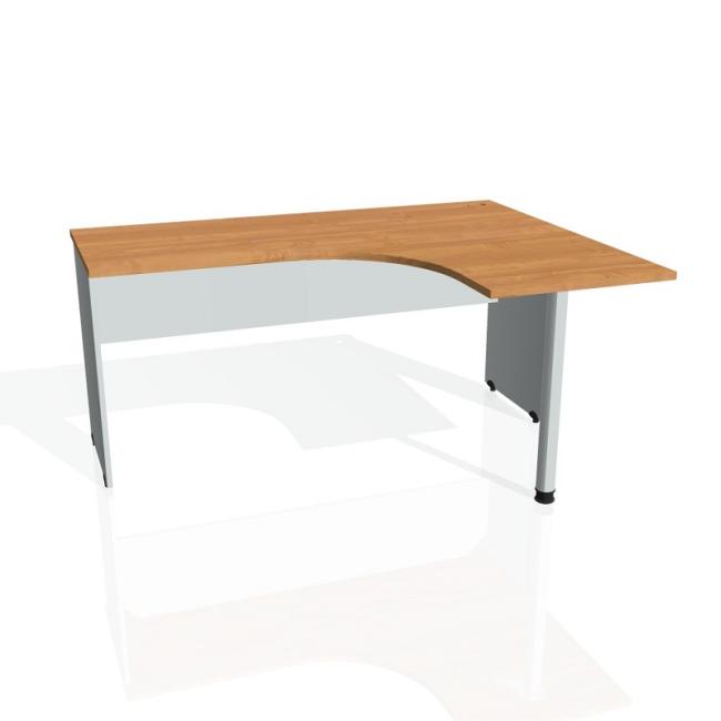 [ON016138] Gate-Schreibtisch, ergonomisch, links, 160x75,5x120 cm, Erle/Grau