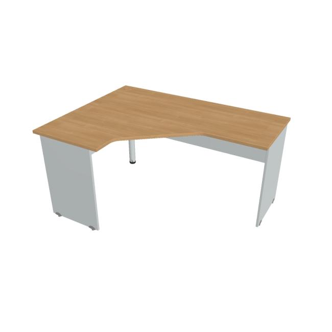 Gate-Schreibtisch, ergonomisch, rechts, 160x75,5x120 cm, Eiche/Grau