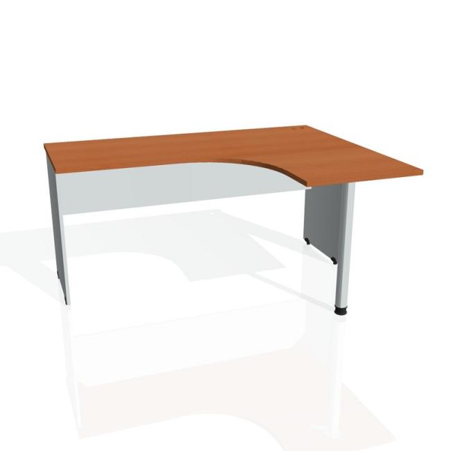 [ON016158] Schreibtischgitter, ergonomisch, links, 160x75,5x120 cm, Kirsche/Grau