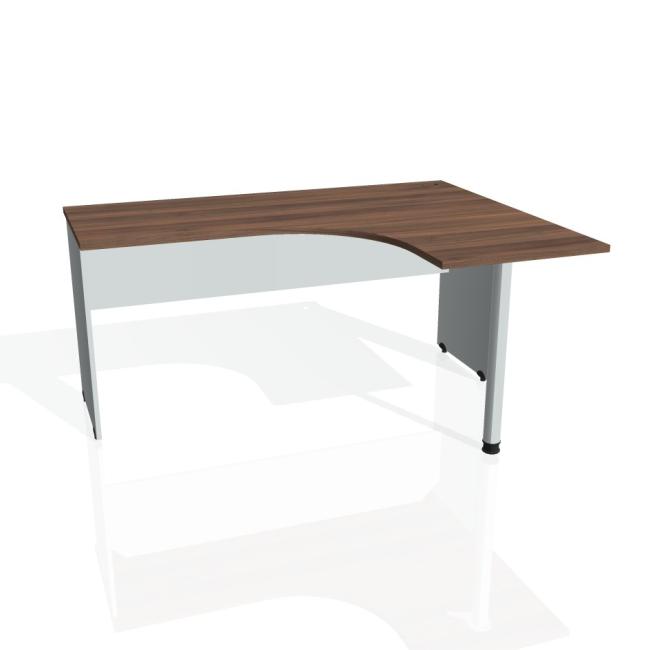 [ON016178] Gate-Schreibtisch, ergonomisch, links, 160x75,5x120 cm, Walnuss/Grau