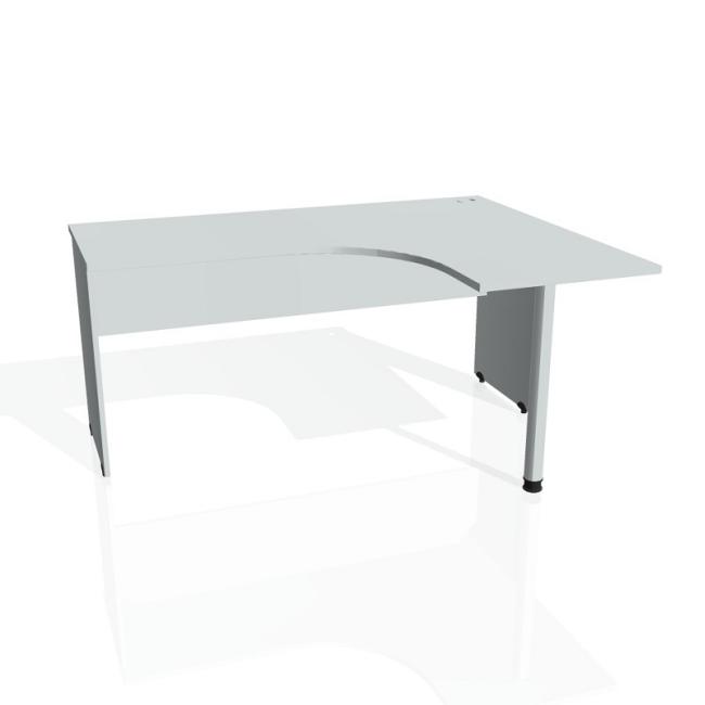 Schreibtischgitter, ergonomisch, links, 160x75,5x120 cm, grau/grau