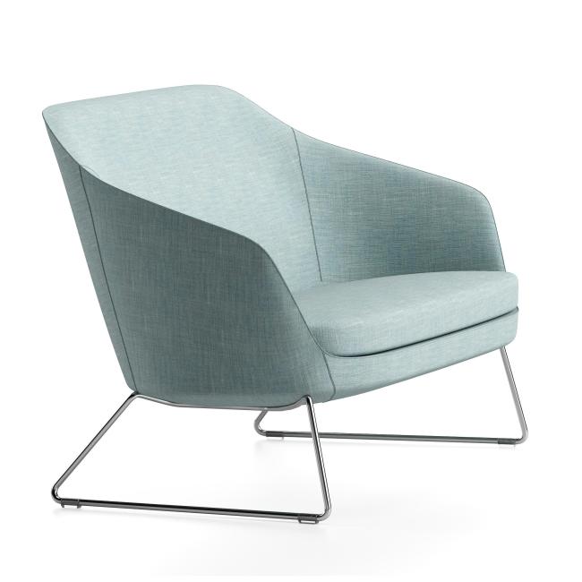 Rona Einzelstuhl, Breite 75 cm, Bombayblau 57, S7 Chromgestell