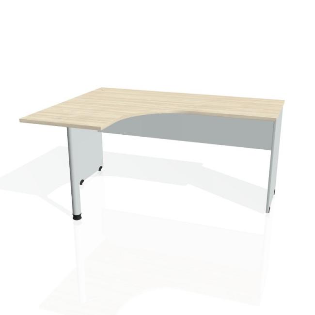 [ON016218] Gate-Schreibtisch, ergonomisch, rechts, 160x75,5x120 cm, Akazie/grau