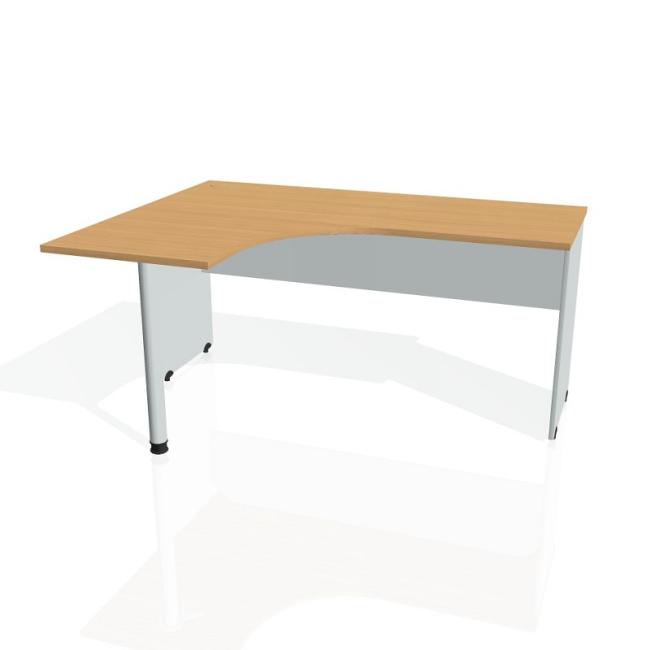 Gate-Schreibtisch, ergonomisch, rechts, 160x75,5x120 cm, Buche/grau