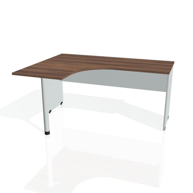 [ON016278] Gate-Schreibtisch, ergonomisch, rechts, 160x75,5x120 cm, Walnuss/Grau