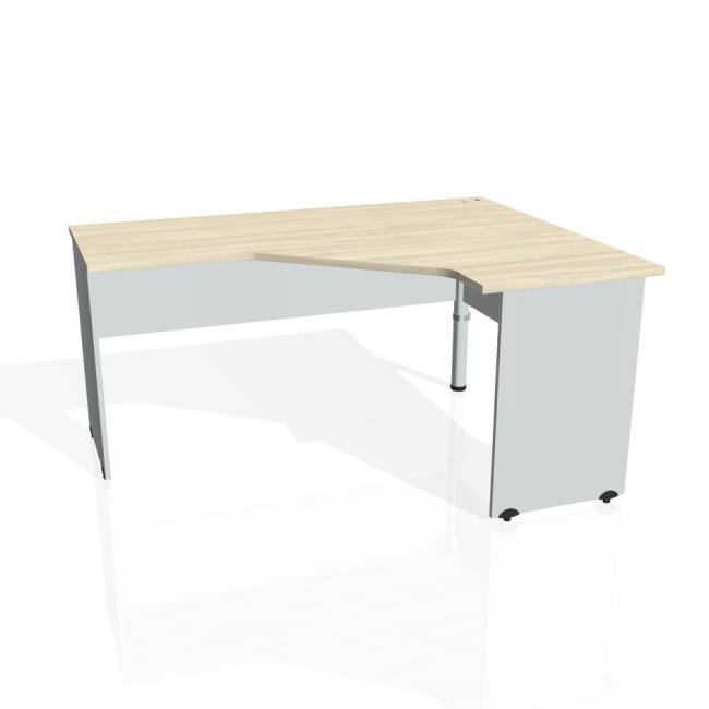 Gate-Schreibtisch, ergonomisch, links, 160x75,5x120 cm, Akazie/grau