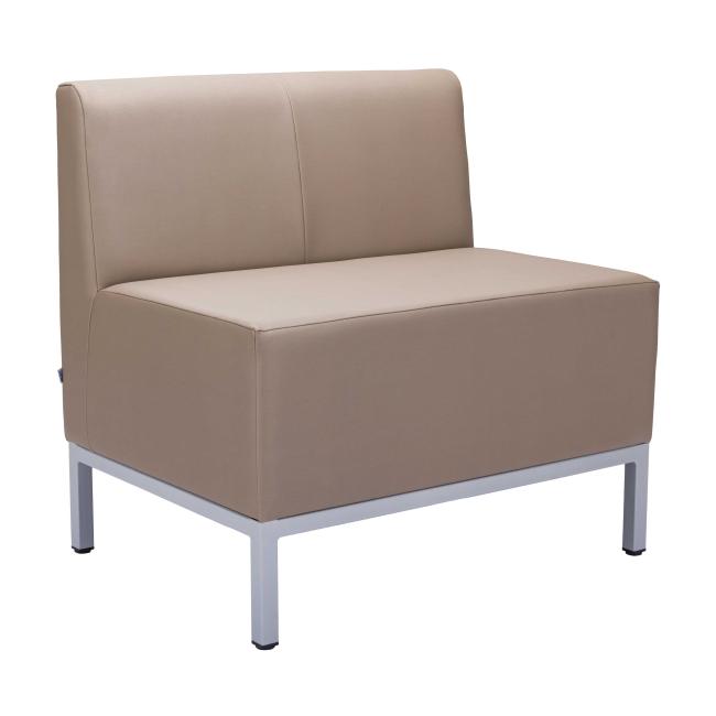 Sessel Steve, vollgepolstert, Breite 80 cm, medizinisches Öko-Leder beige KN0020, graues Gestell