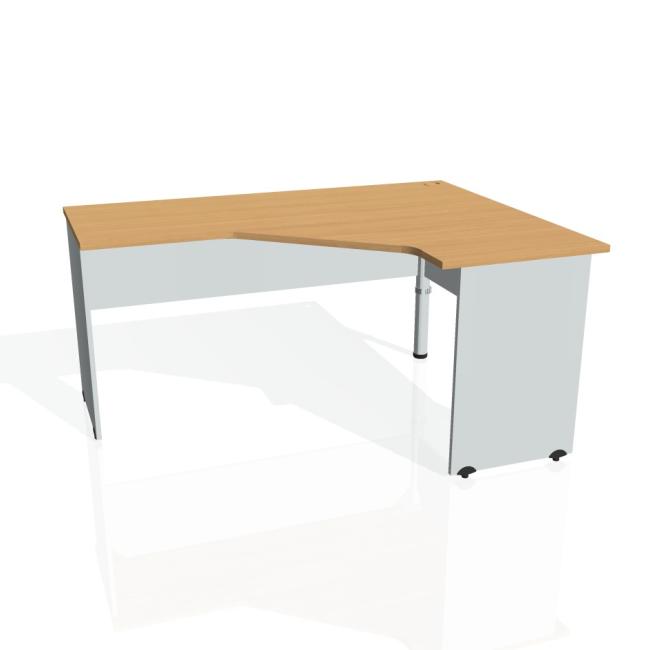 [ON016328] Schreibtischgitter, ergonomisch, links, 160x75,5x120 cm, Buche/grau