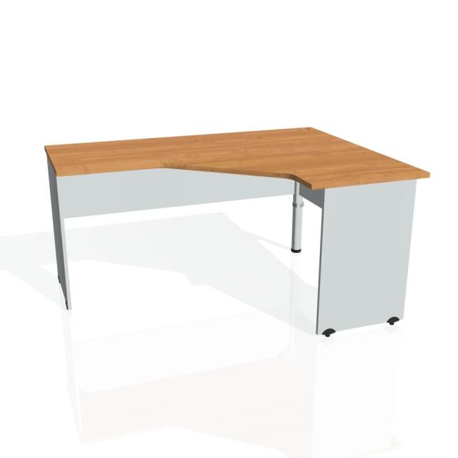[ON016338] Gate-Schreibtisch, ergonomisch, links, 160x75,5x120 cm, Erle/Grau